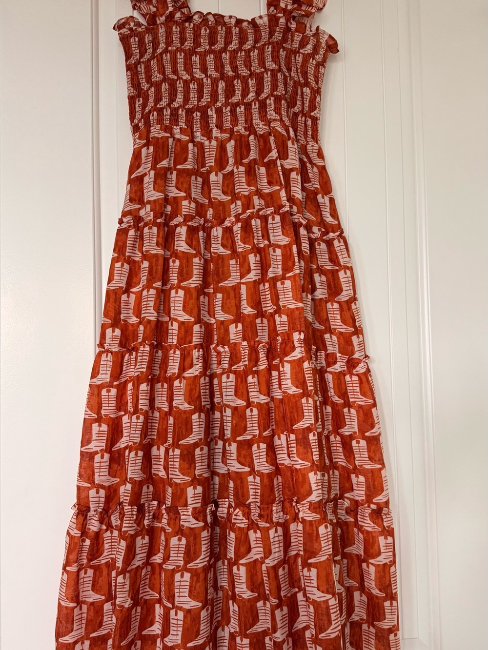 Texas Longhorns- Orange Printed Boots Maxi Dress - UT!
